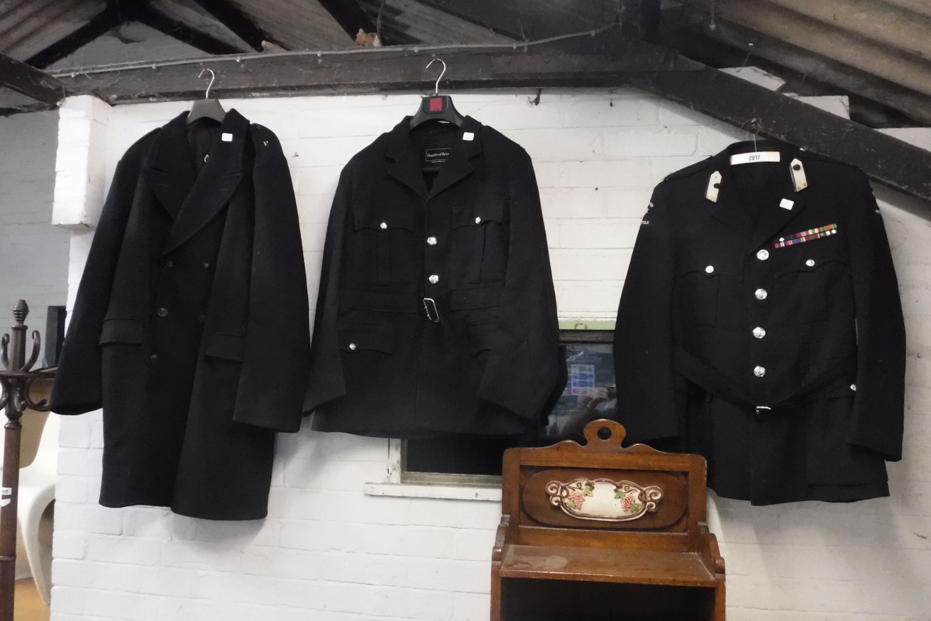 Vintage St Johns Ambulance, Norfolk Jacket, one further British Transport Police jacket and a