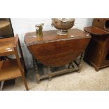 Dark oak oval barley twist drop side table