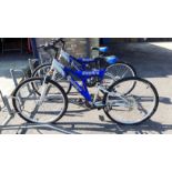 Blue and Silver Challenge dual suspension mountain bike, 26in wheels