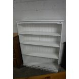 Modern white open fronted bookcase