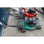 Green petrol engine rotary lawn mower