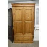 Modern pine wardrobe with single drawer to base