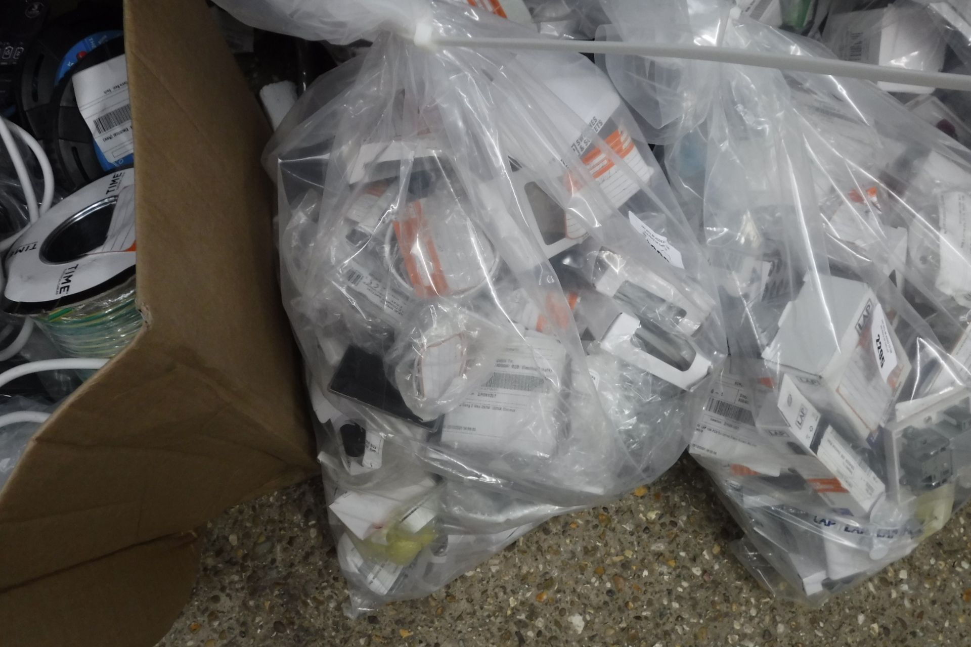 Bag of various switches, sockets and other electrical goods