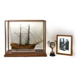 A model of 'The Brigantine Leon' in a beech and perspex case, 50 x 60 x 24 cm,