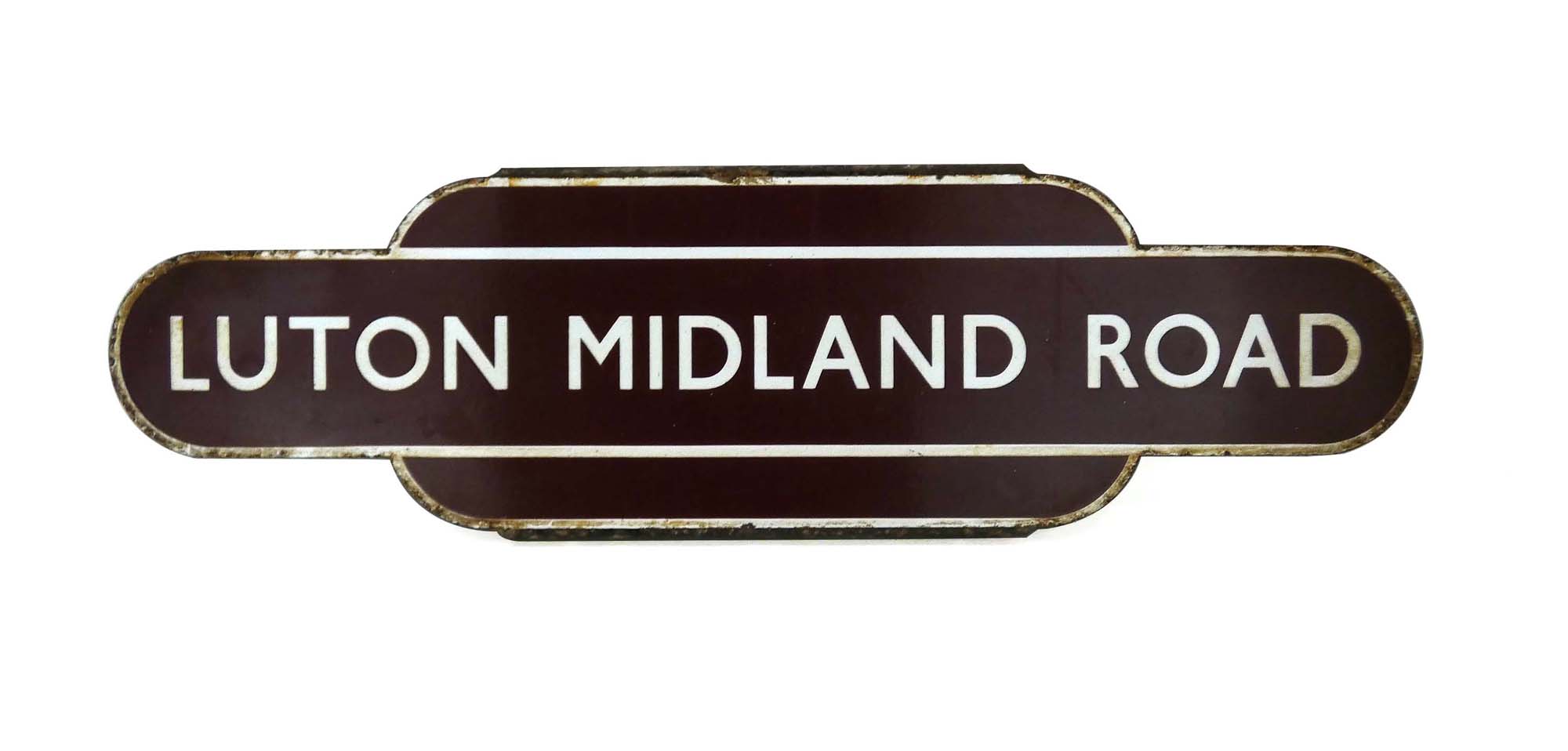 An enamelled railway sign 'Luton Midland Road', l.