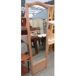 Wicker framed cheval mirror