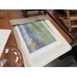 Folio of various maps and prints of known artists incl. Monet, Pollock, Van Gogh