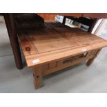 5148 Rustic pine coffee table with drawer under