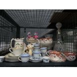 Cage containing glassware and tea/coffee part sets etc.