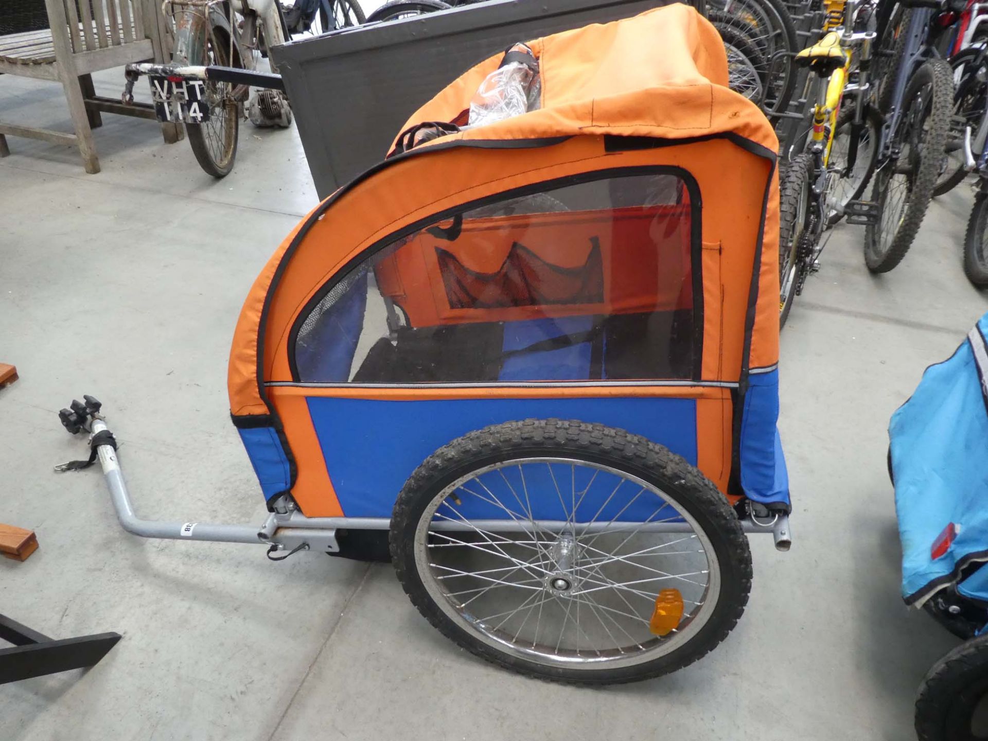 Pull along bike trailer