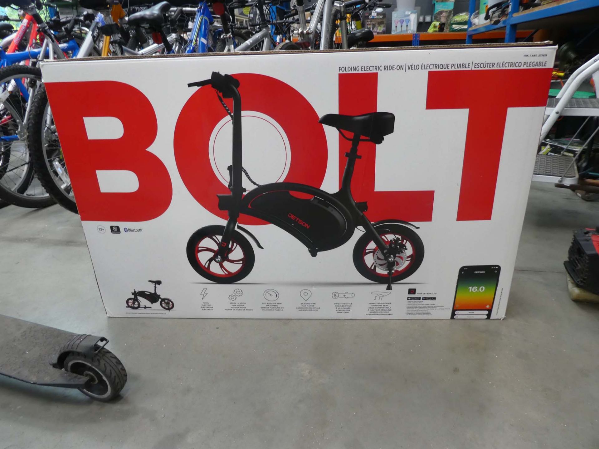 Bolt boxed electric bike with charger