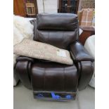 5256 Brown leather effect electric reclining armchair