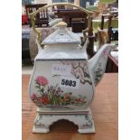 Modern floral decorated Chinese teapot on stand