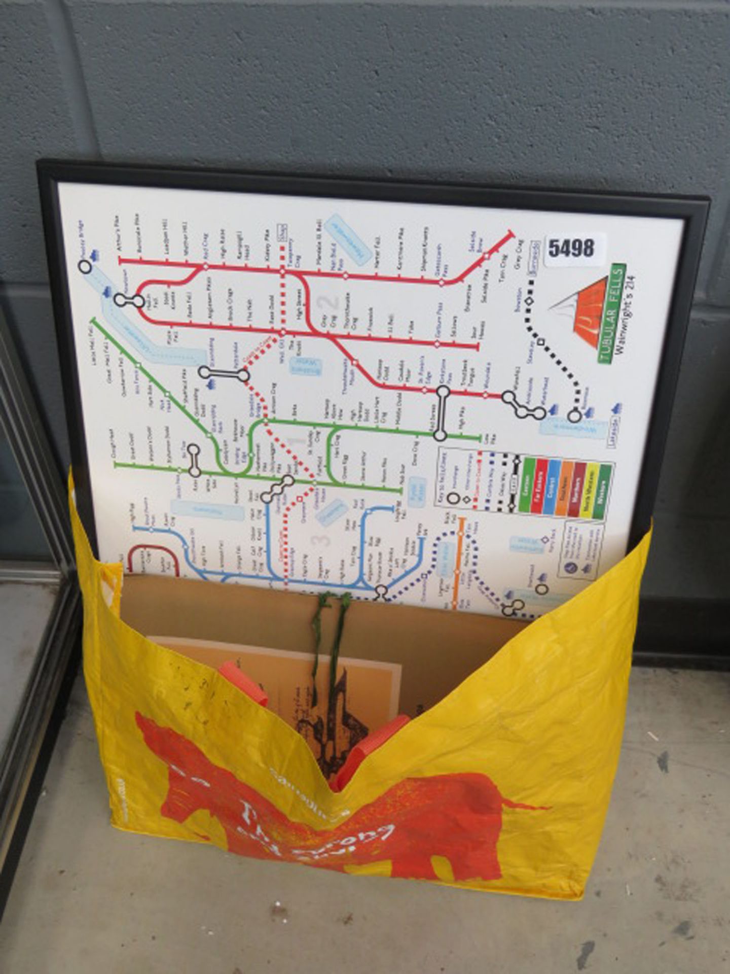 Bag containing maps, prints of cottages, a castle and a street scape