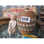 Tobacco jar plus a German figure of a young girl