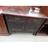 Brown painted oak sideboard with 2 drawers and cupboard under