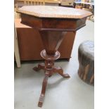 Inlaid Victorian tripod work table