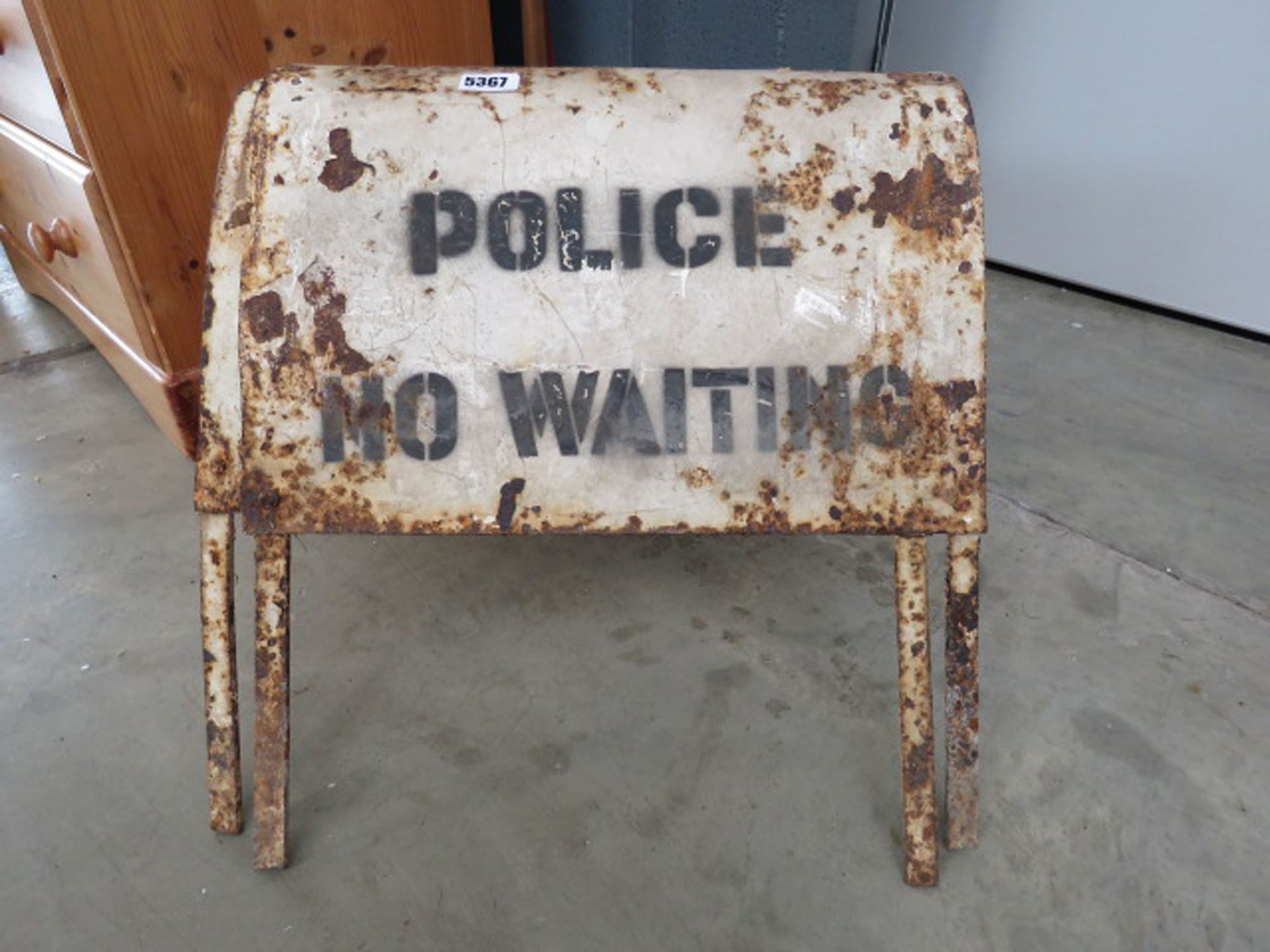 Pair of painted 1950's Police ''No waiting'' signs