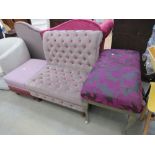 Multi-coloured corner suite plus two footstools