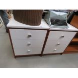 Pair of 3 white painted 3 drawer bedside cabinets