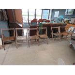 Six slatted folding chairs