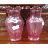 Pair of Cranberry glass vases