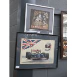 5021 Nigel Mansell print plus South East Asian print on silk