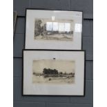 5491 Framed and glazed engravings the hay harvest plus windmill and lake