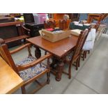 Oak style refectory table plus six chairs to include a single carver