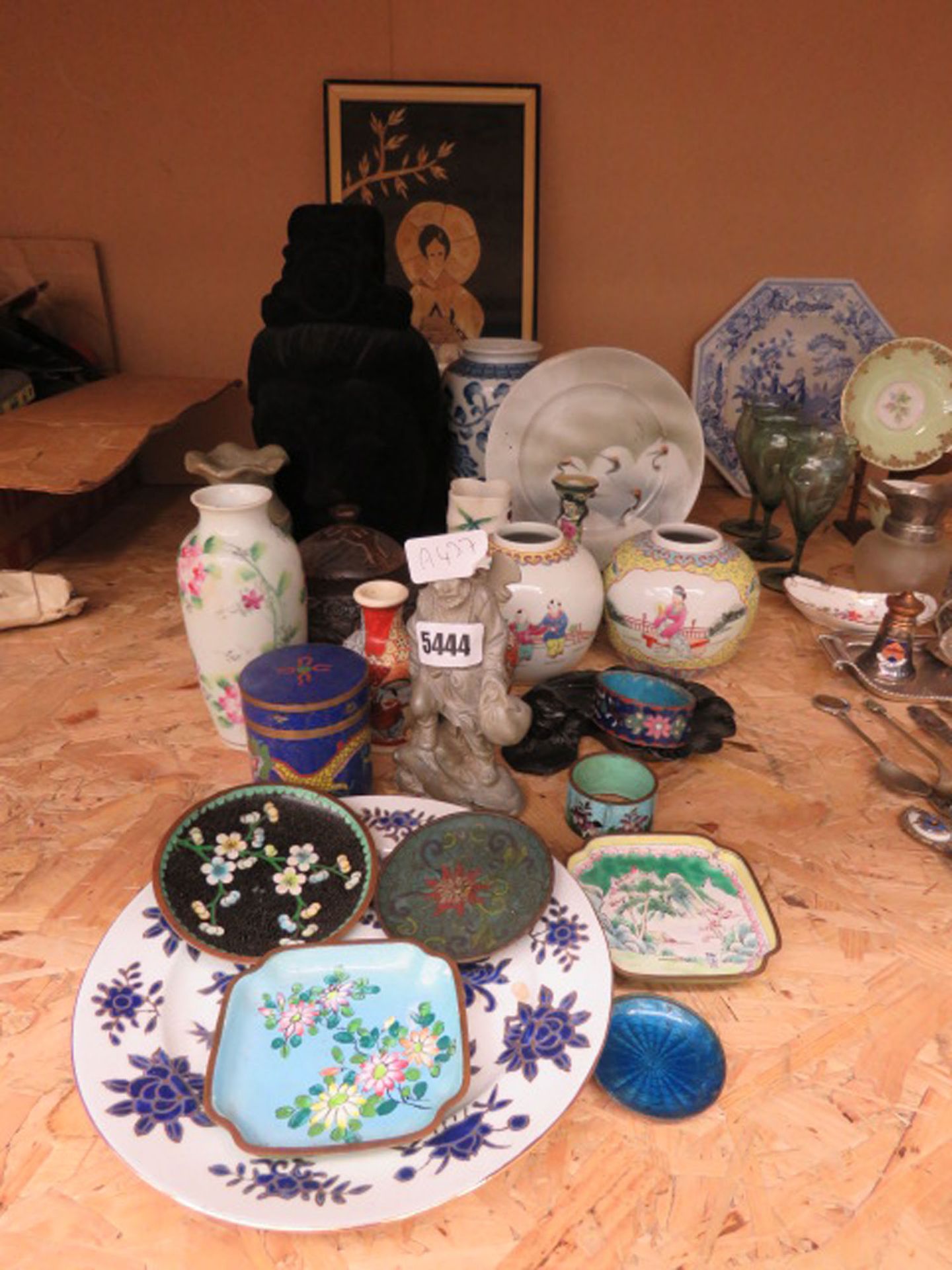 Quantity of oriental ginger jars, Cloisonne dishes, satsuma vases, and general oriental ware