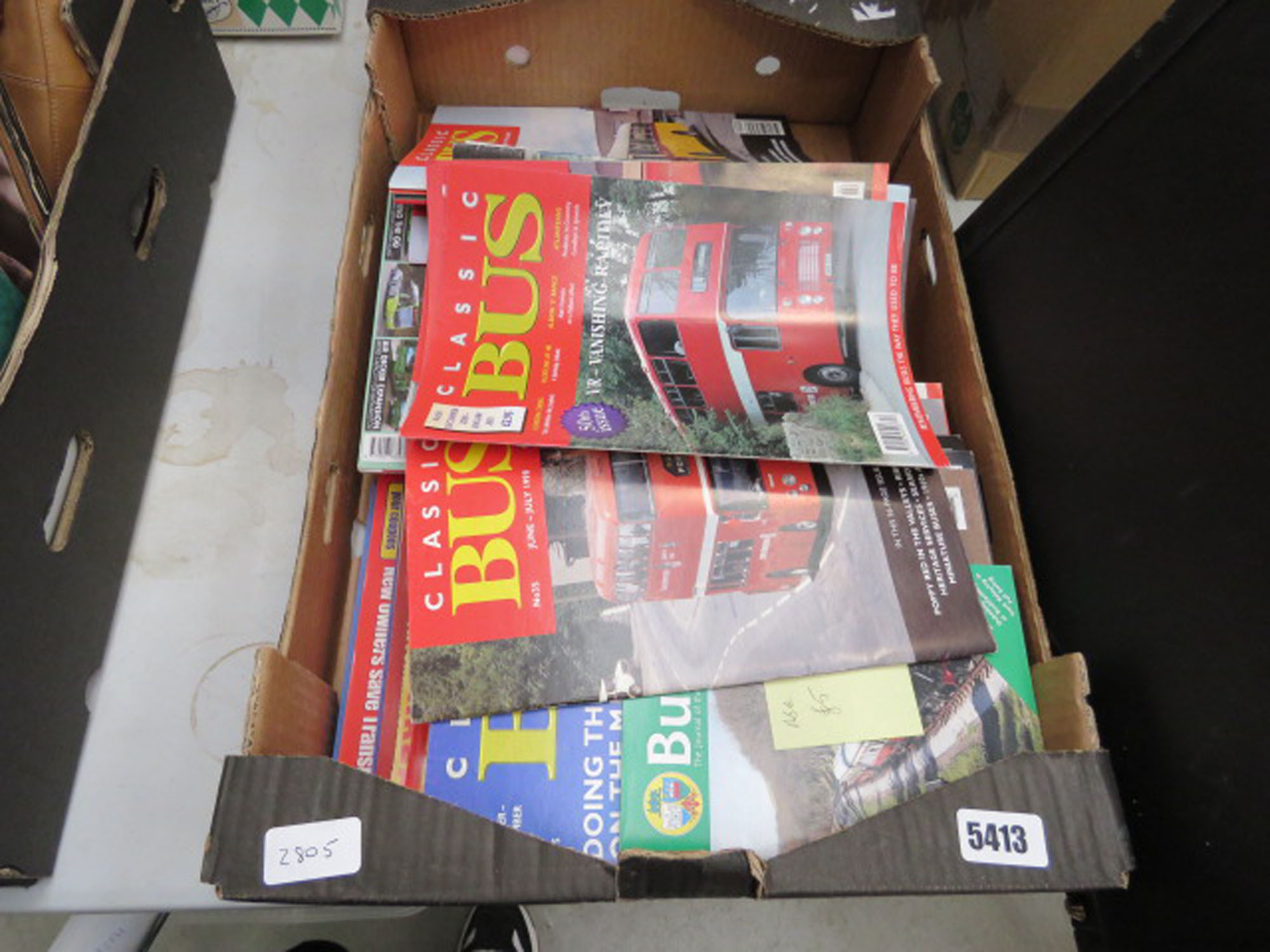 Box containing classic Bus magazines
