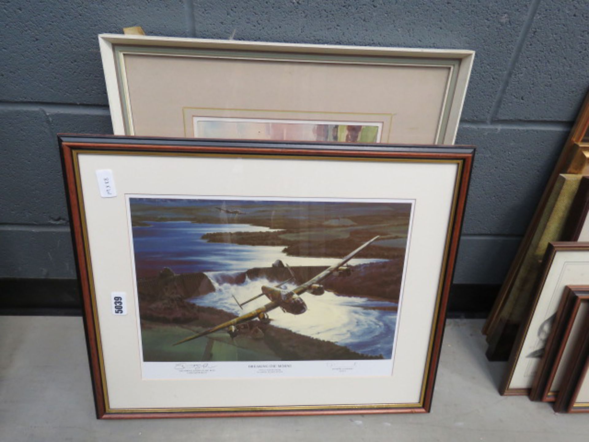 Print of The Dambuster Beaking the Mohn Dam plus David Green watercolour of Wyboston