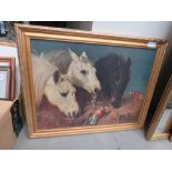 Print with horses in stable