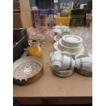 Quantity of Royal Doulton Rondelay crockery plus teapot, glassware and studio pottery