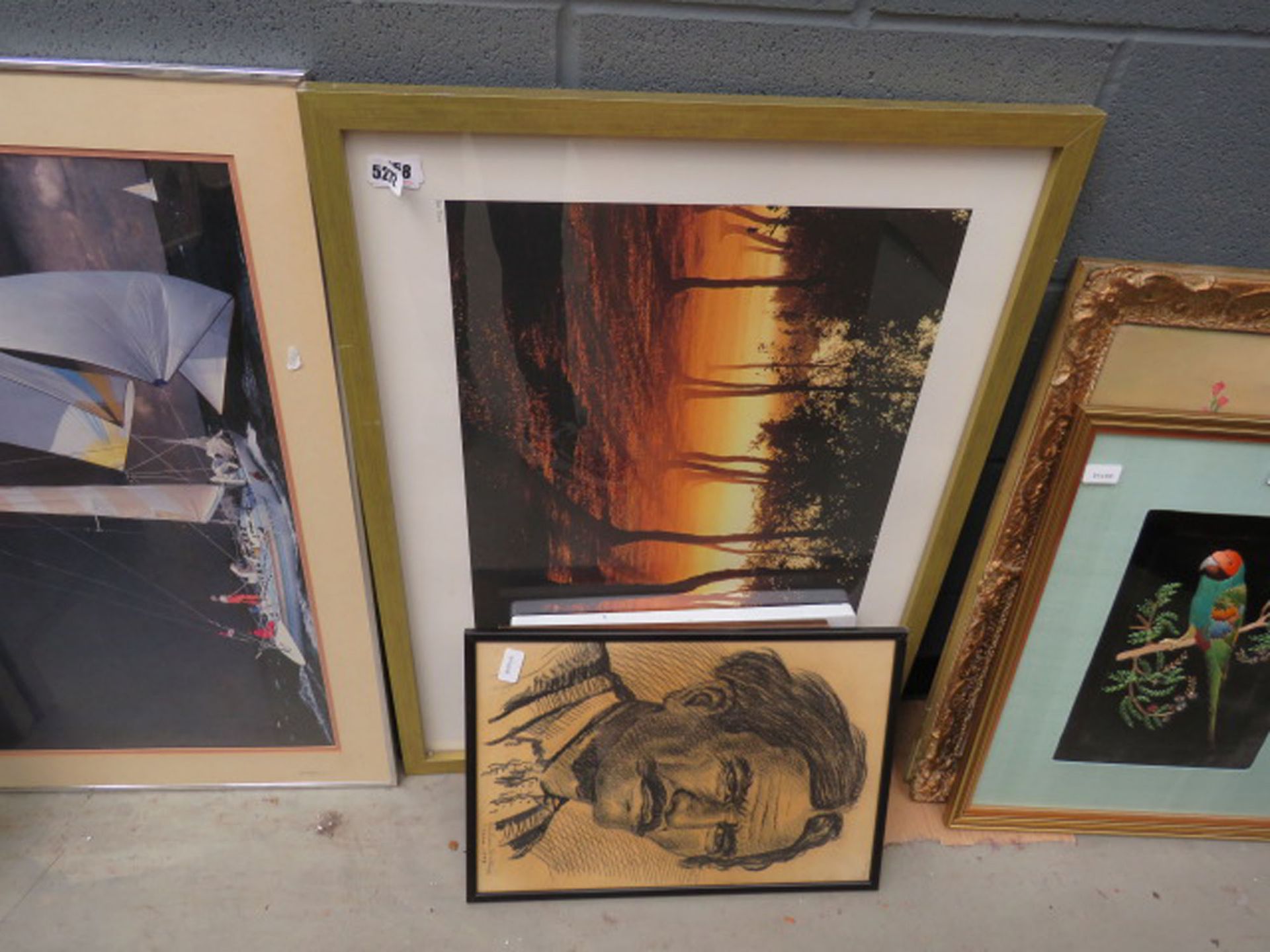 5258 Quantity of prints to include study of an Afghan man, study of a red kite, cats, Alpine scene
