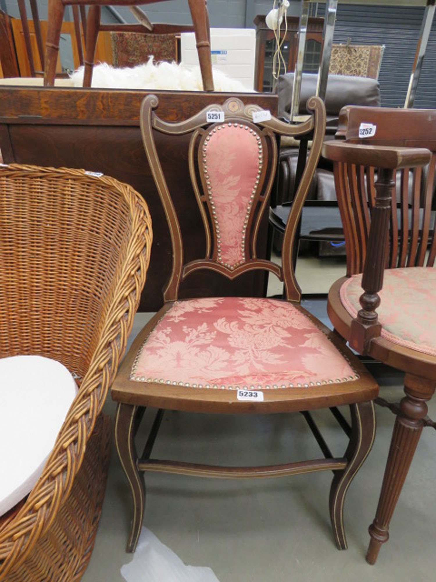 5233 Edwardian inlaid bedroom chair