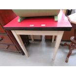 Red melamine drawerleaf kitchen table