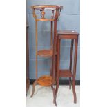 Edwardian 3 tier plat stand plus oak 2 tier stand