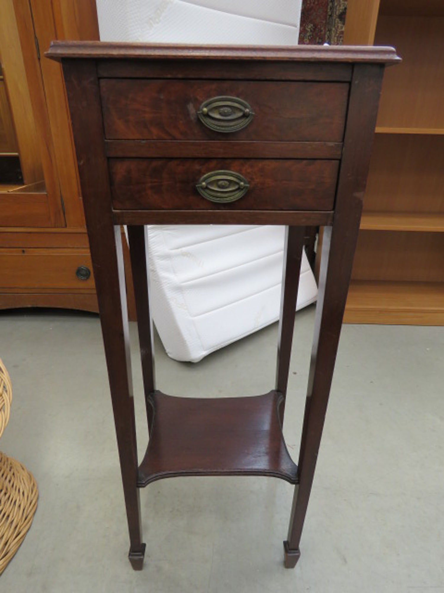 Edwardian plant stand with two drawers and second tier