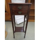 Edwardian plant stand with two drawers and second tier