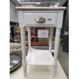 White painted single drawer side table with second tier