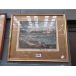 Framed and glazed hand coloured prints of Bedford bridge