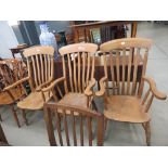 3 elm seated armchairs