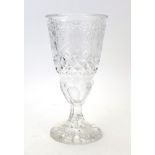 RR 414 - A Continental cut glass goblet of typical form engraved with ferns and stylised flowers