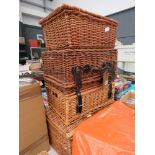 Four wicker picnic baskets