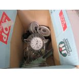 Box containing a quartz clock plus fishing reels