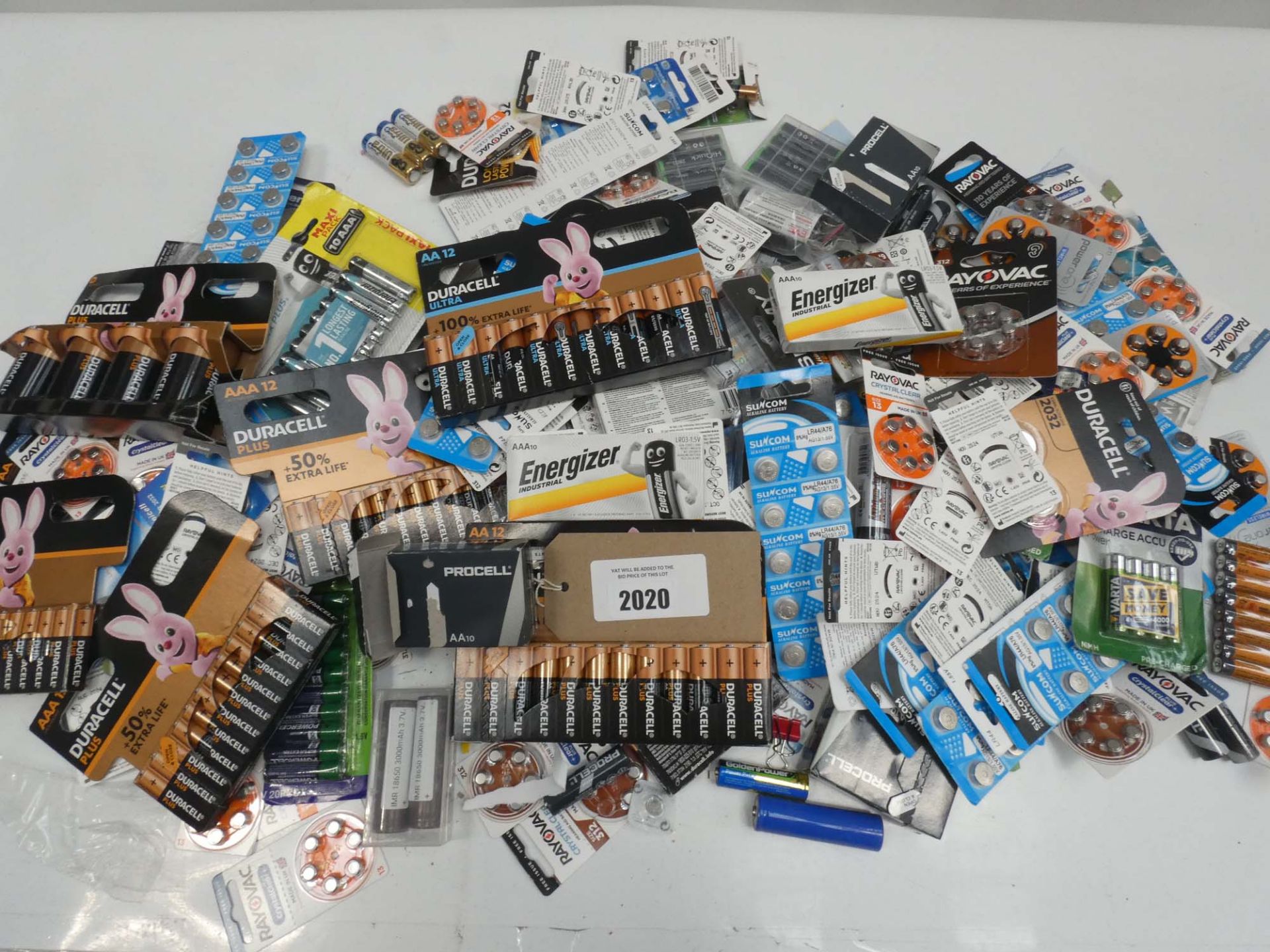 Bag containing quantity of batteries in various sizes