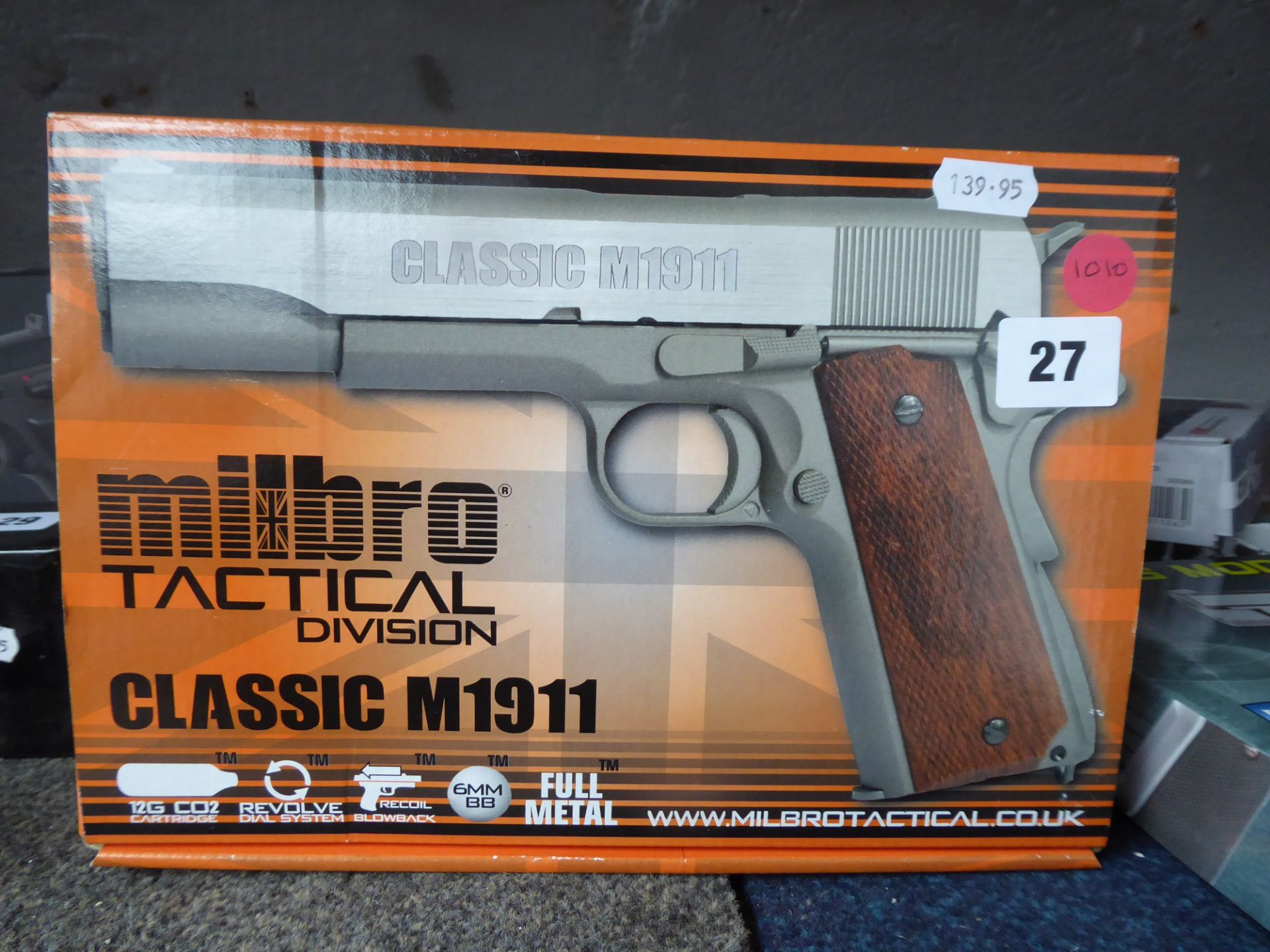 Boxed Milbro Tactical Classic M1911 6mm BB airsoft pistol *This Lot is offered for the purposes of