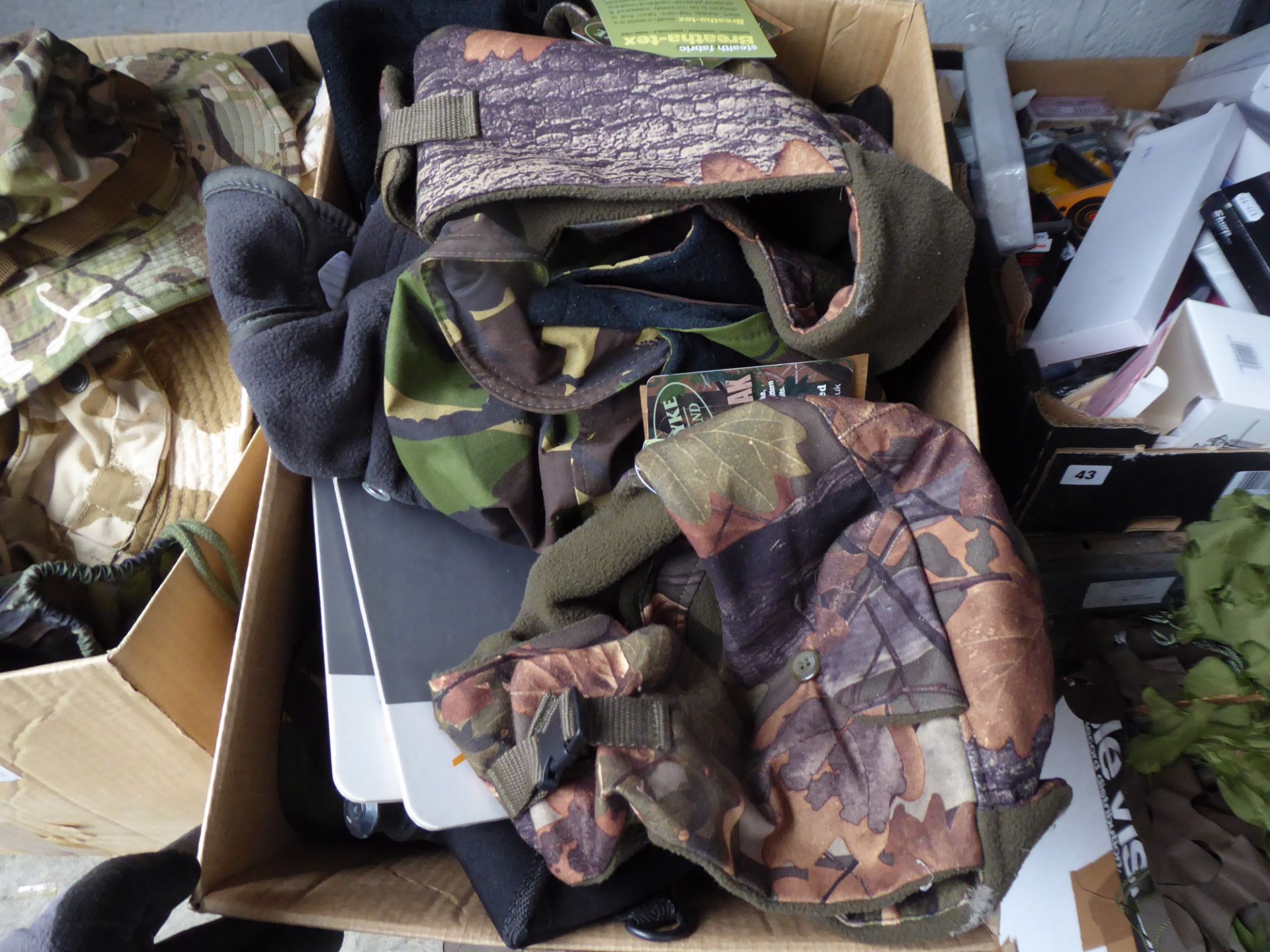 Twop boxes of camo hats etc. - Image 2 of 3