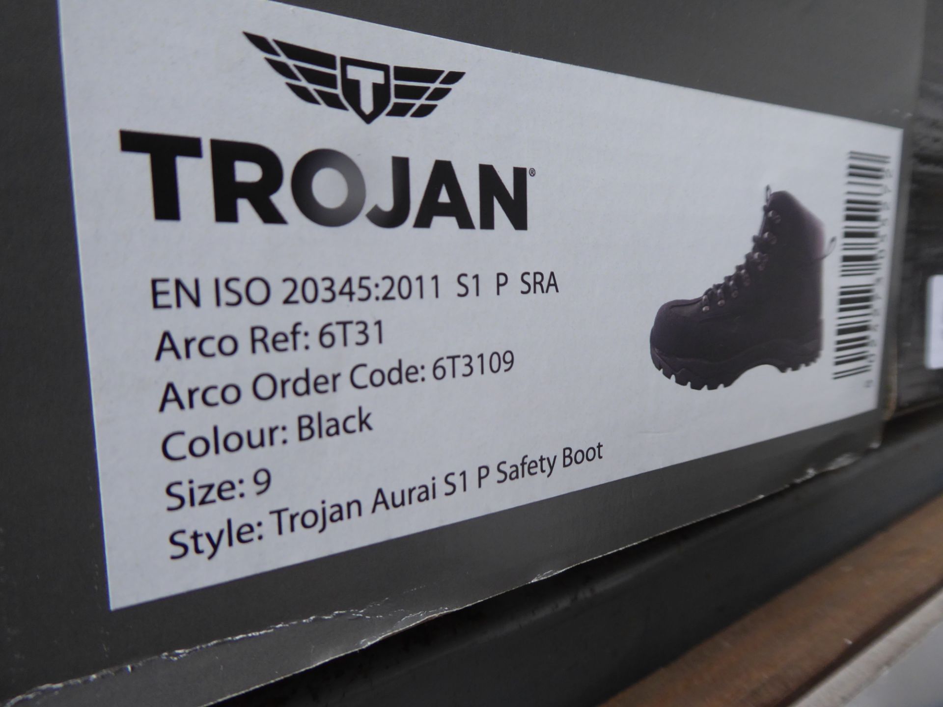 Boxed pair of Trojan safety boots, size 9 - Image 2 of 2